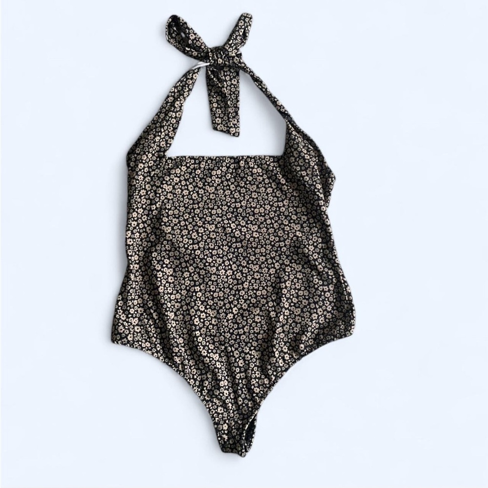 Free People Floral Halter Bodysuit